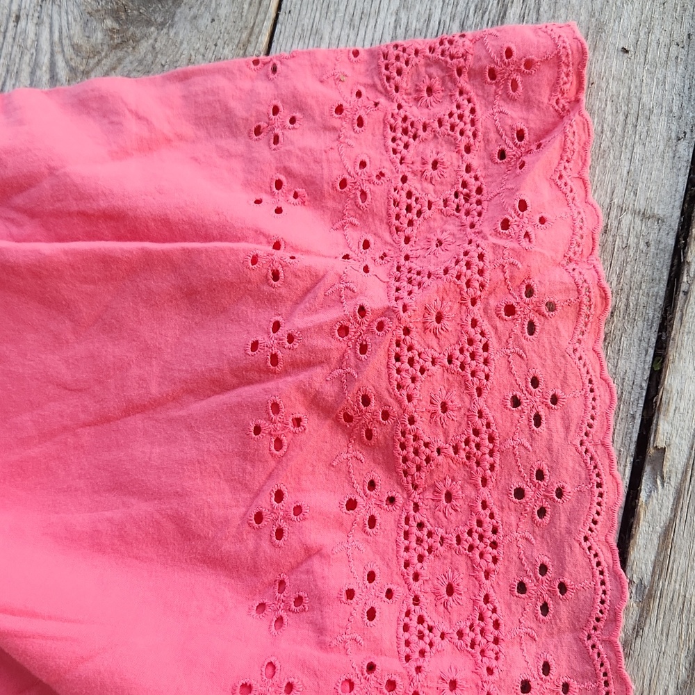 Pink Eyelet Cotton Tank Ruffle Dress Small Easter Spring - Picture 3 of 7
